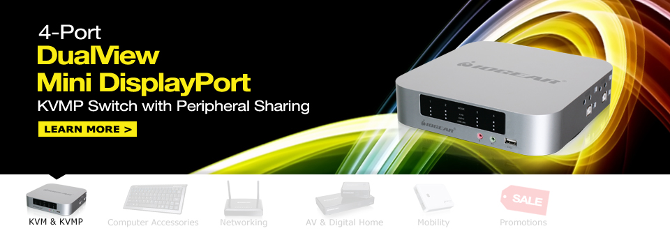 4-port DualView Mini DisplayPort KVMP Switch with Peripheral Sharing 4-port DualView Mini DisplayPort KVMP Switch with Peripheral Sharing