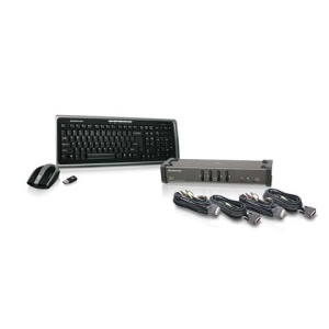 4 Port DVI KVMP with cables and wireless keyboard / mouse combo