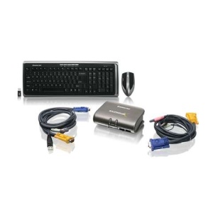2-Port Dual Platform KVMP Switch w/ Wireless Keyboard and Mouse Kit
