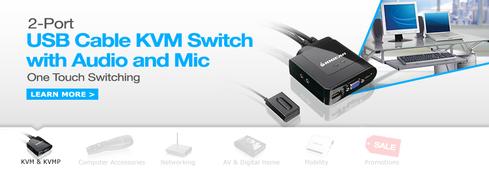 2-Port USB Cable KVM Switch with Audio and Mic