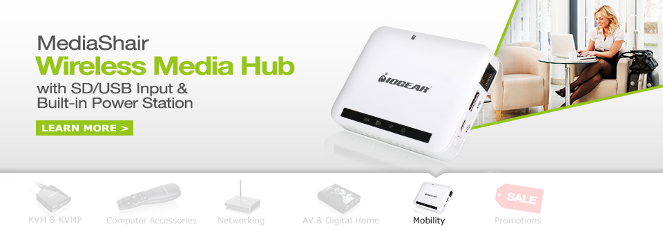 MediaShair Wireless Media Hub w/SD/USB Input & Built-in Power Station
