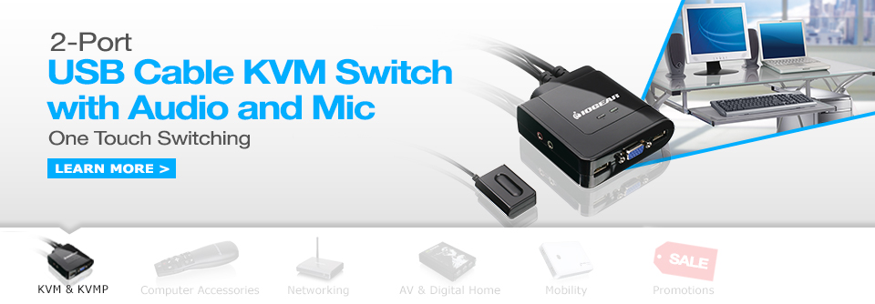 2-Port USB Cable KVM Switch with Audio and Mic