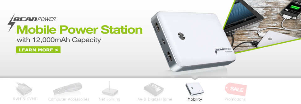 GearPower 12,000mAh Capacity Mobile Power Station